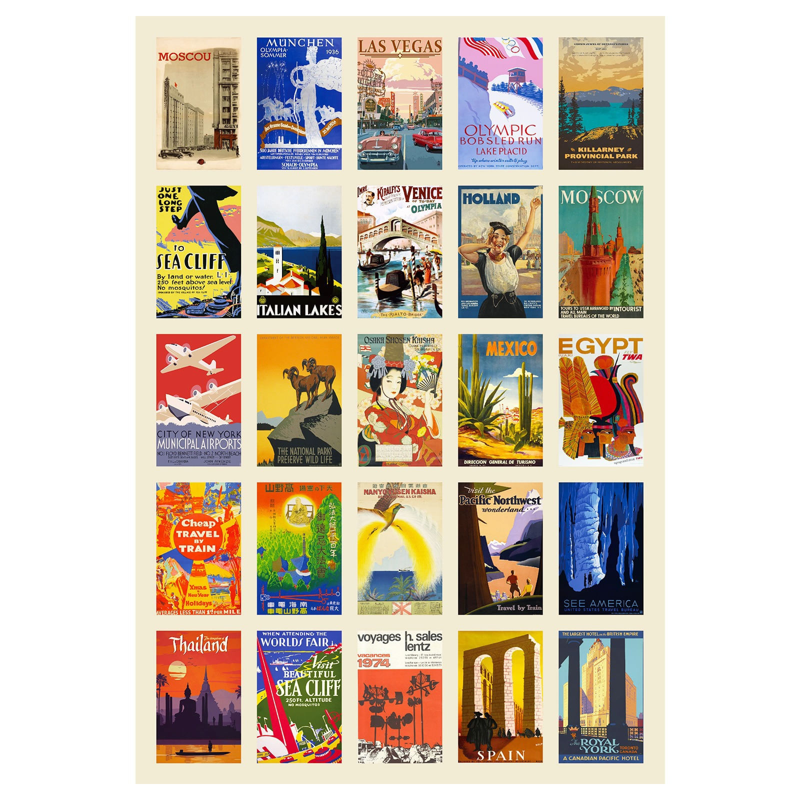 Pacote De Adesivos, Pôster De Viagem Vintage Scenic Aesthetic X50