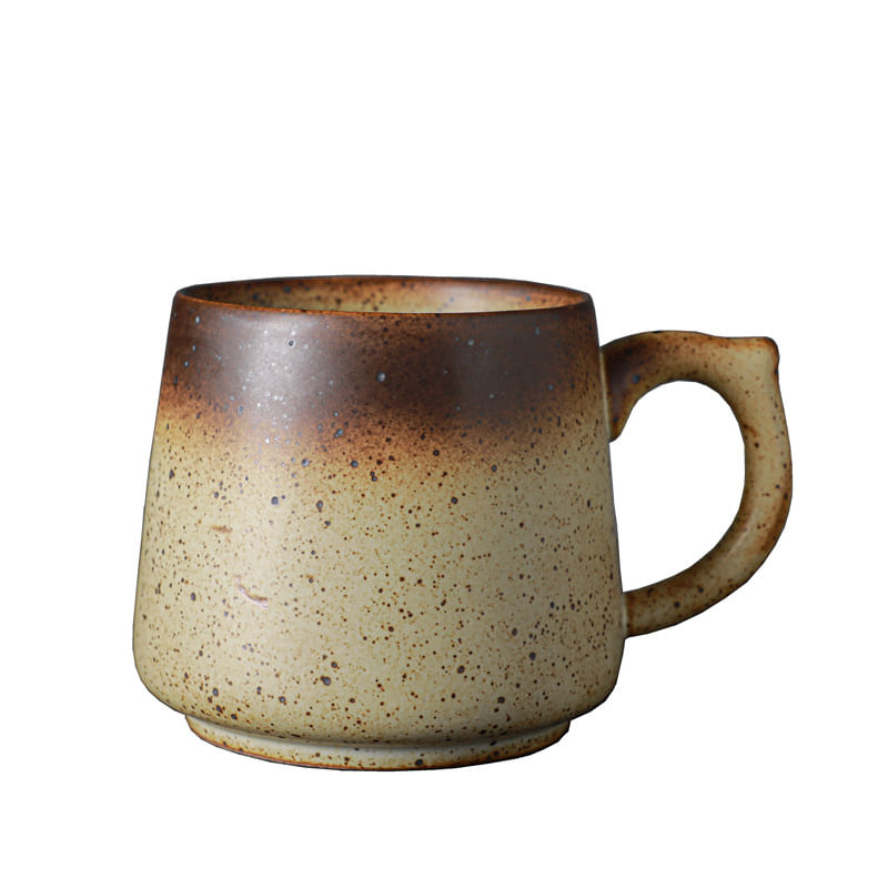 Caneca De Café Artesanal De Cerâmica 350ml Com Esmalte Salpicado