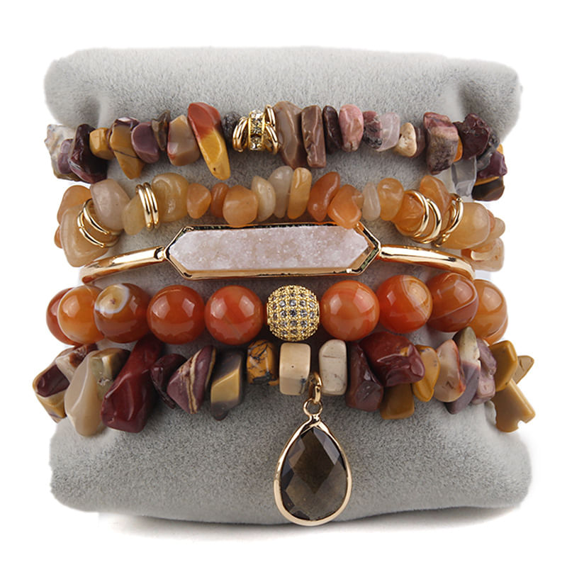 Conjunto De Pulseiras Bohemian Stacked Para Mulheres, Feito À Mão, 6 Peças