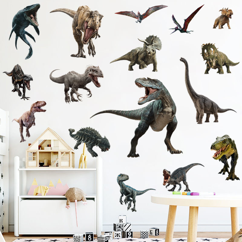 Adesivos De Parede Jurassic Dinosaur Realistic Pvc 60x40cm