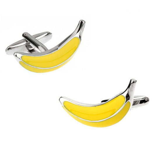 Cufflinks Banana Yellow Copper Para Homens E Mulheres