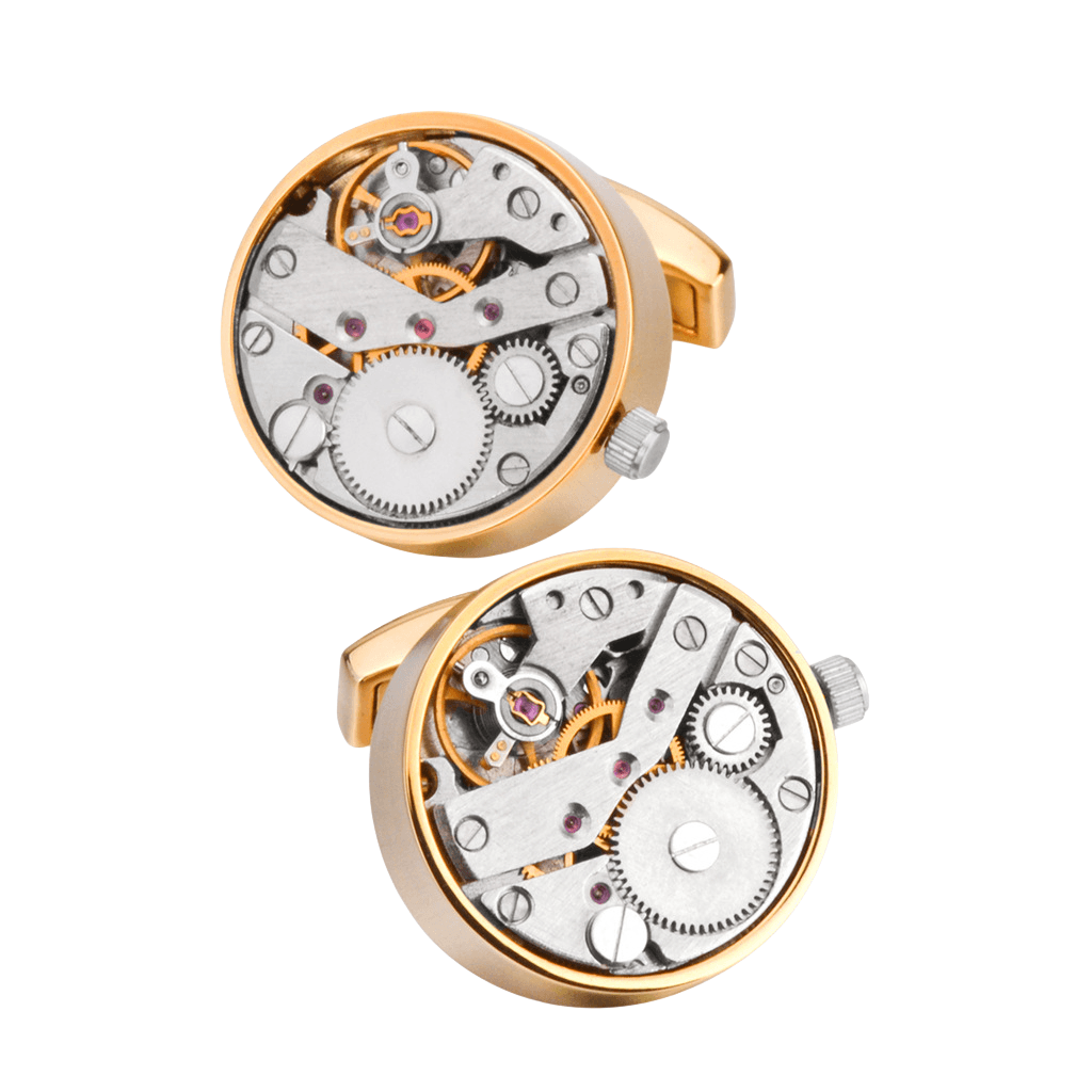 Cuff Links Gold Mechanical Movement Rotating Gear D Para Homens