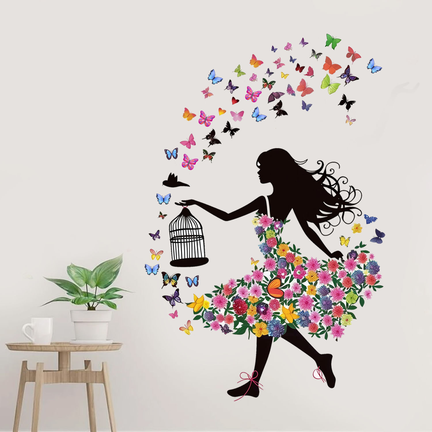 Adesivo De Parede Butterfly Princess Autoadesivo Pvc 74x105cm