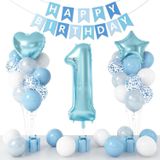 Kit De Balão De Aniversário, Azul De 1º Aniversário, 24 Unidades Com Papel Alumínio De 40 Cm #1