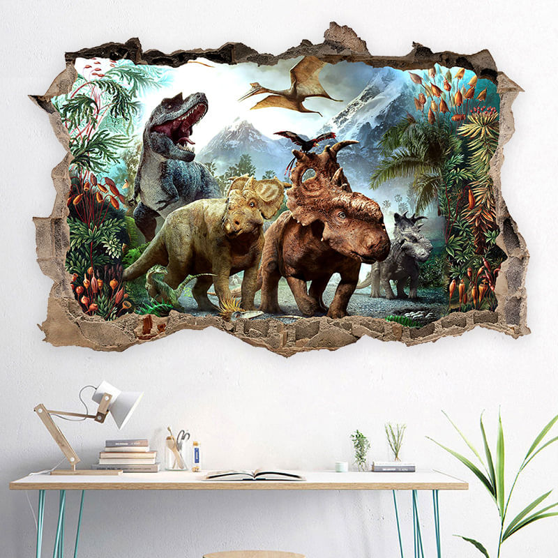 Adesivos De Parede 3d Jurassic Dinosaur Prehistoric 60x90cm Pvc
