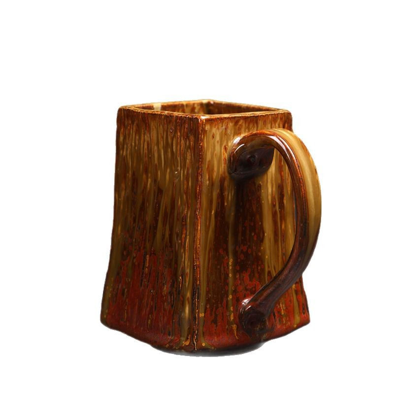 Caneca De Café Quadrada De Cerâmica Artesanal De 500 Ml Com Esmalte Exclusivo