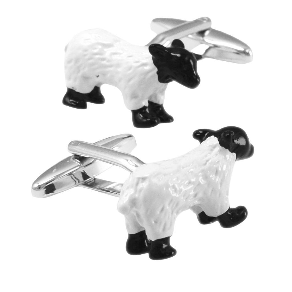 Cuff Links Cute Sheep Para Homens E Mulheres Em Preto E Branco