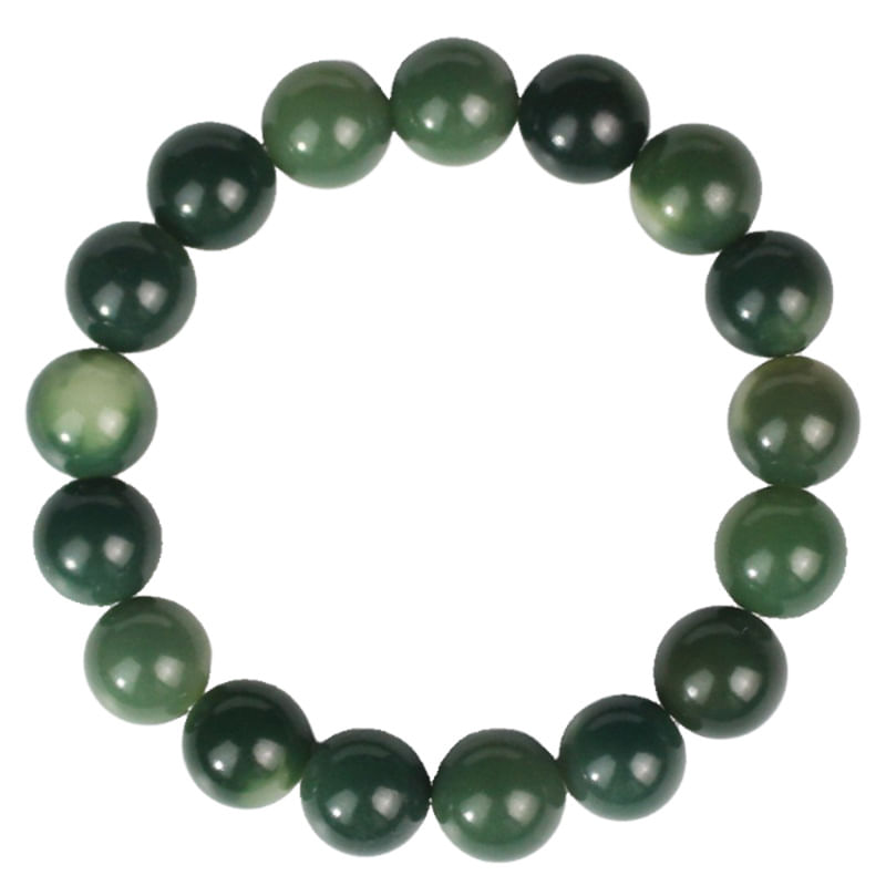 Pulseira De Miçangas Natural Bodhi Root Green Vein 12 Mm Beads