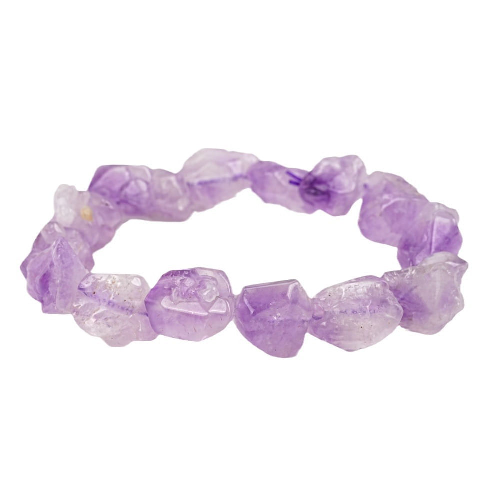 Pulseira De Pedra Crua De Ametista Natural Para Mulheres