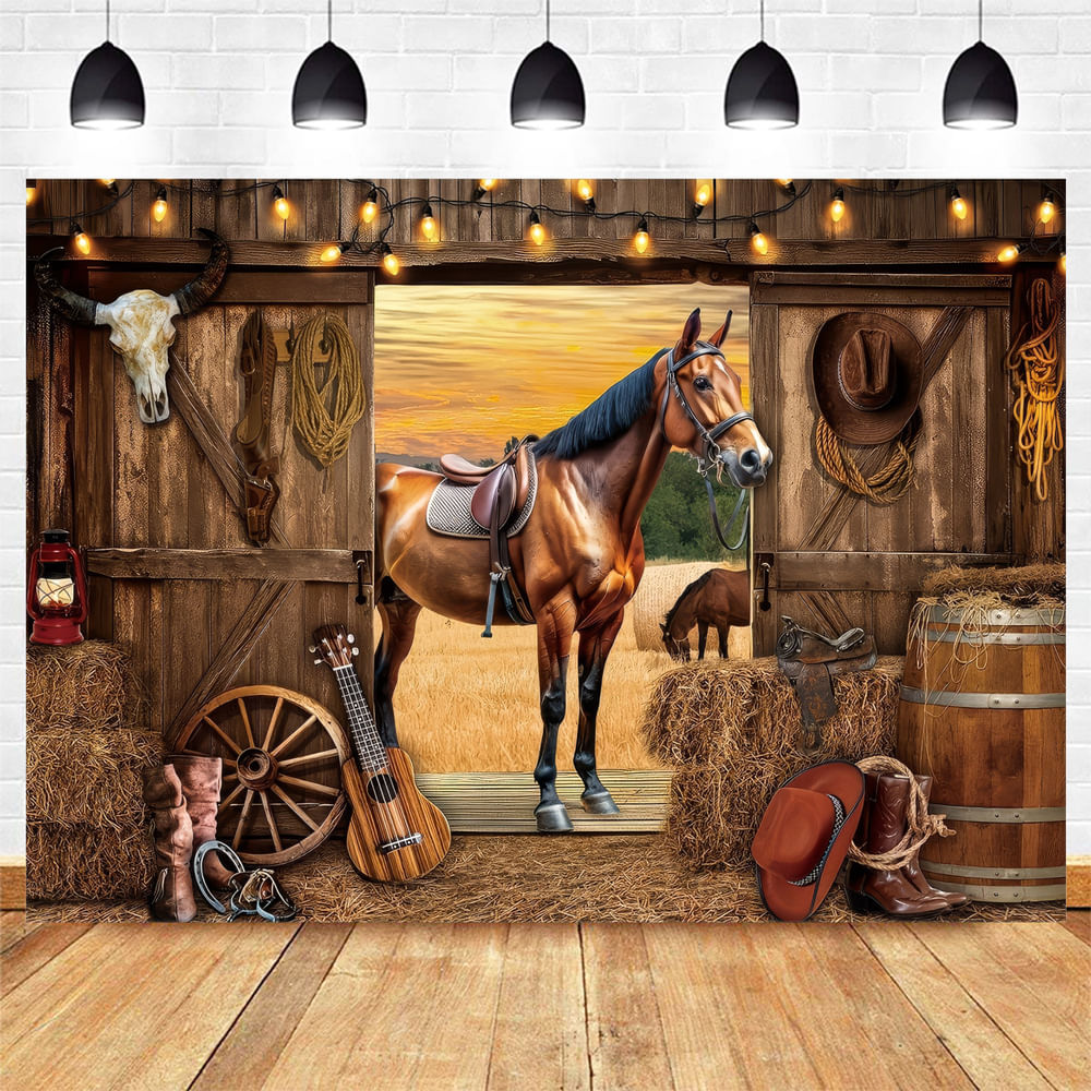 Tapeçaria Para Pendurar Na Parede Western Barn Cowboy Theme 150x100cm