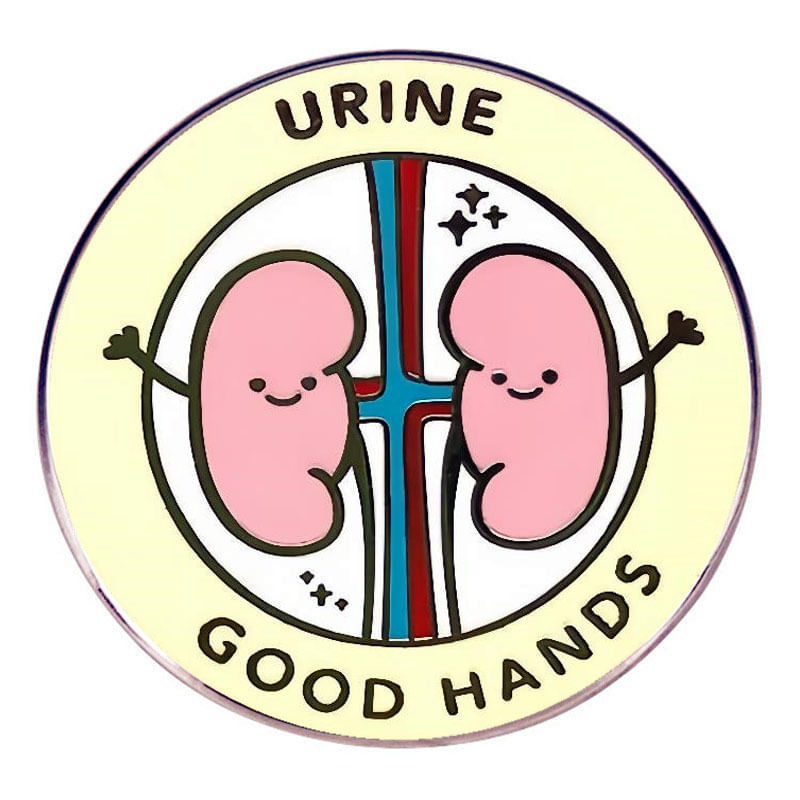Brooch Pin Funny Kidney Cartoon Medical Theme Alloy 3x3cm