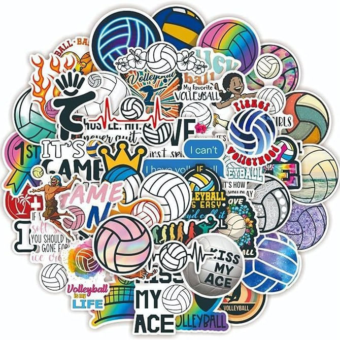 Conjunto De Adesivos De Voleibol, 100 Peças De Decalques De Vinil Impermeáveis