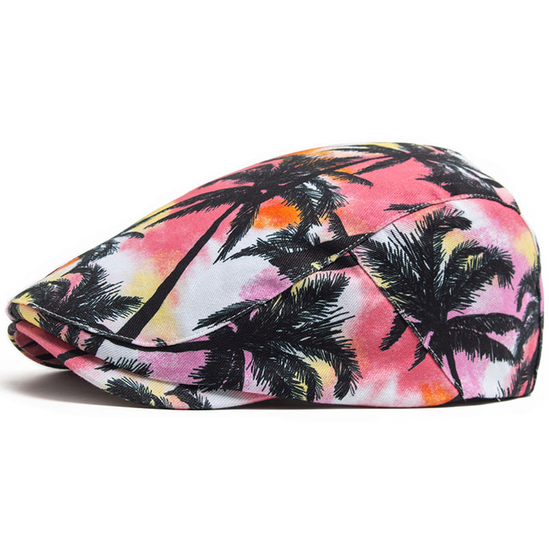 Cap Flat Gatsby Ivy Newsboy Palm Tree Print Para Homens