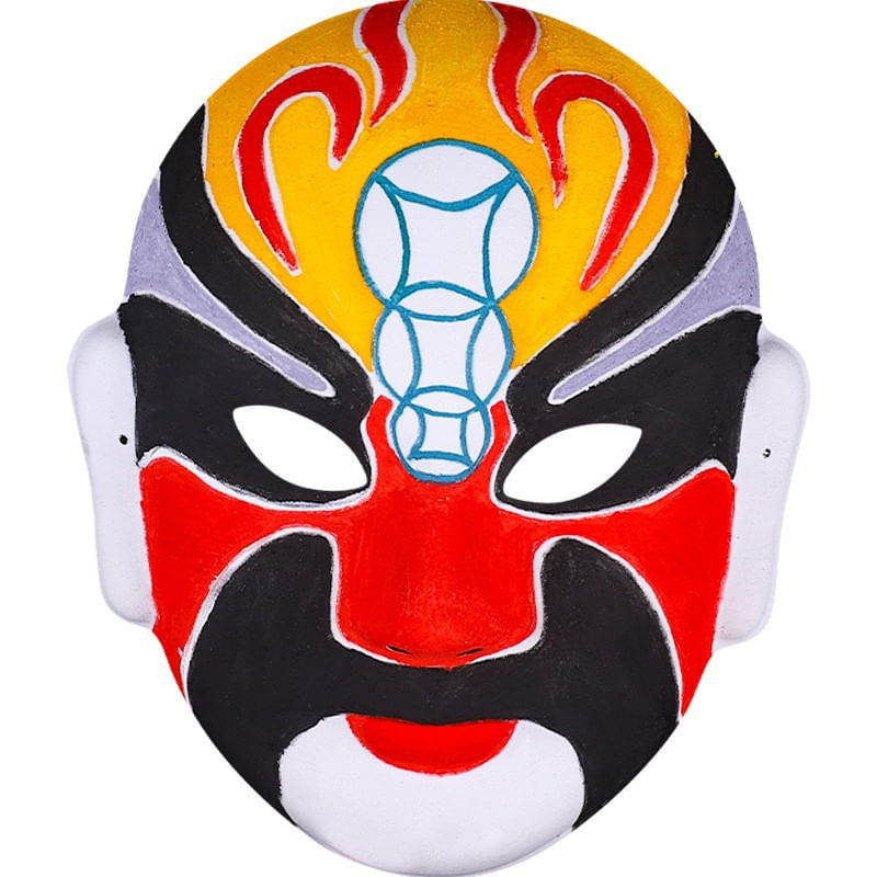 Máscara De Ópera Chinesa Pintada À Mão Em Pvc Com Design Tradicional