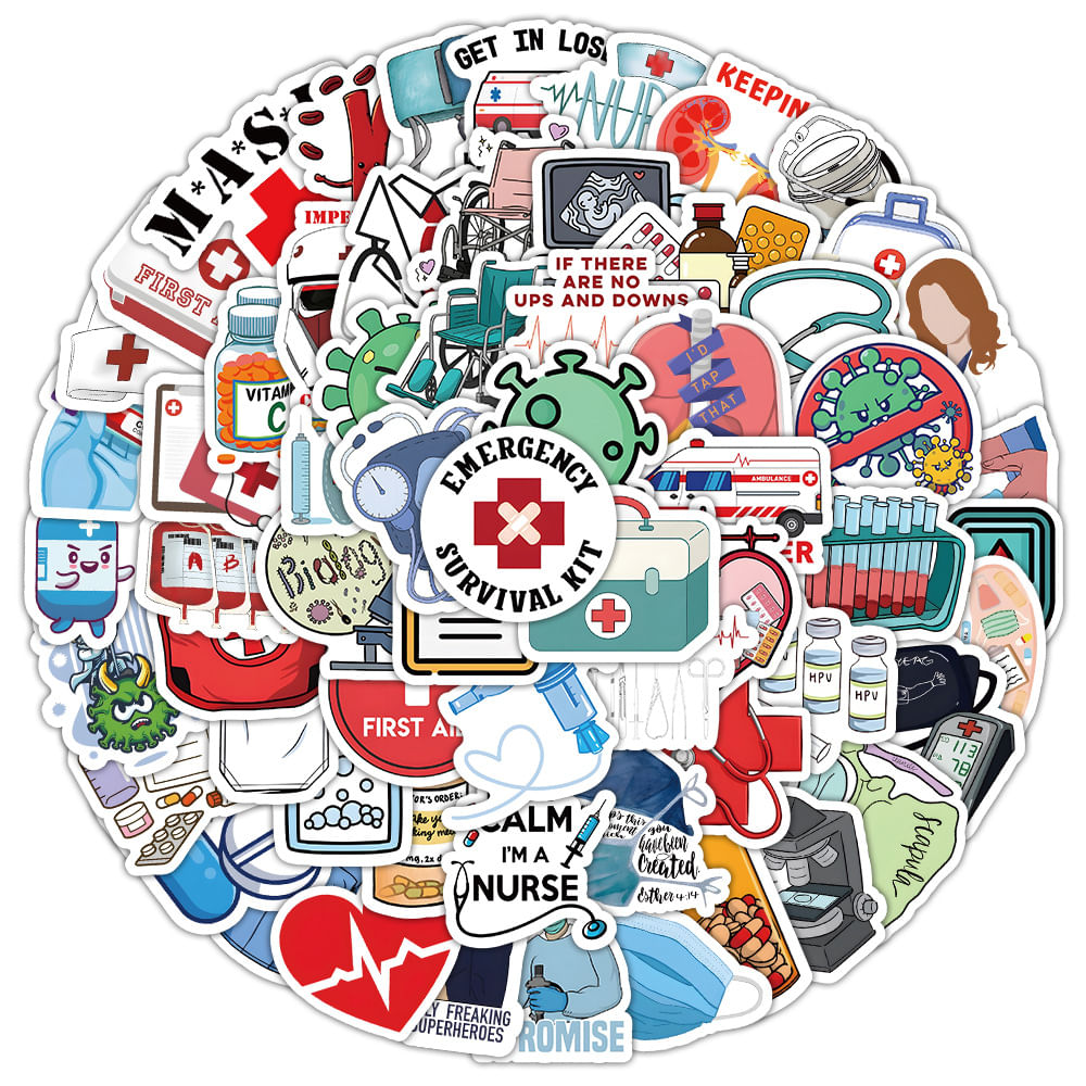 Pacote De Adesivos Medical &amp; Healthcare, 100 Unidades De Vinil Impermeável