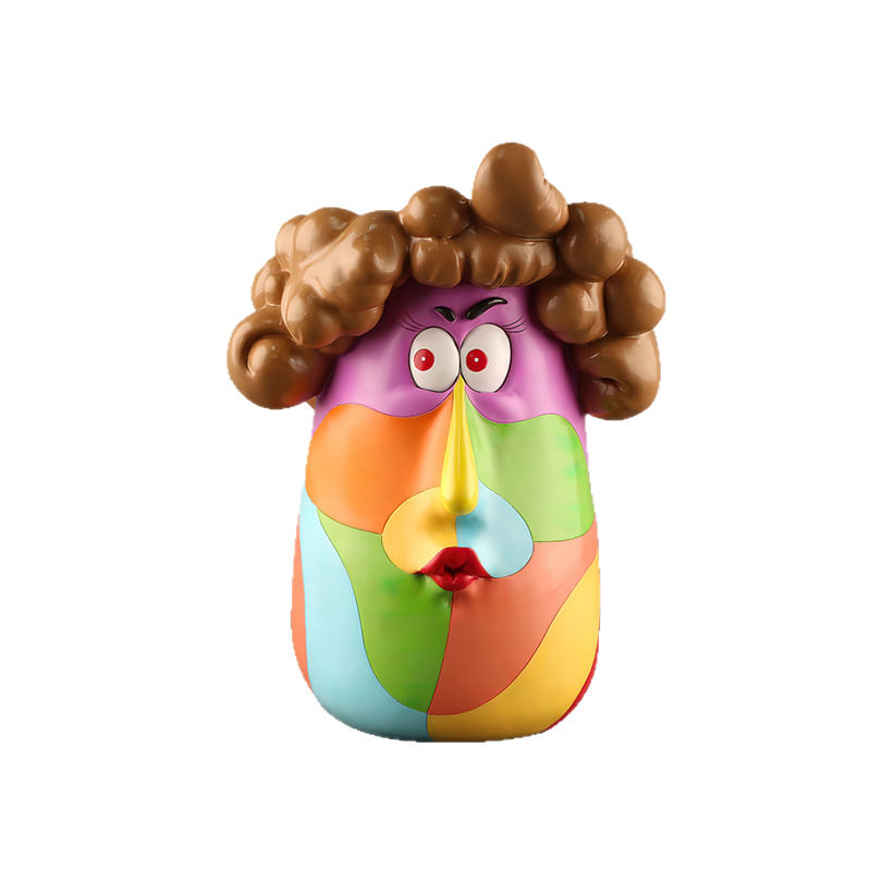 Desenho De Rosto De Menina Abstrato Em Resina De Vaso De Flores 720g