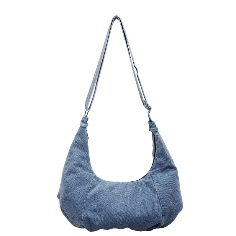 Bolsa Hobo, Estilo Coreano, Jeans Retrô, De Grande Capacidade, 35x13x29cm