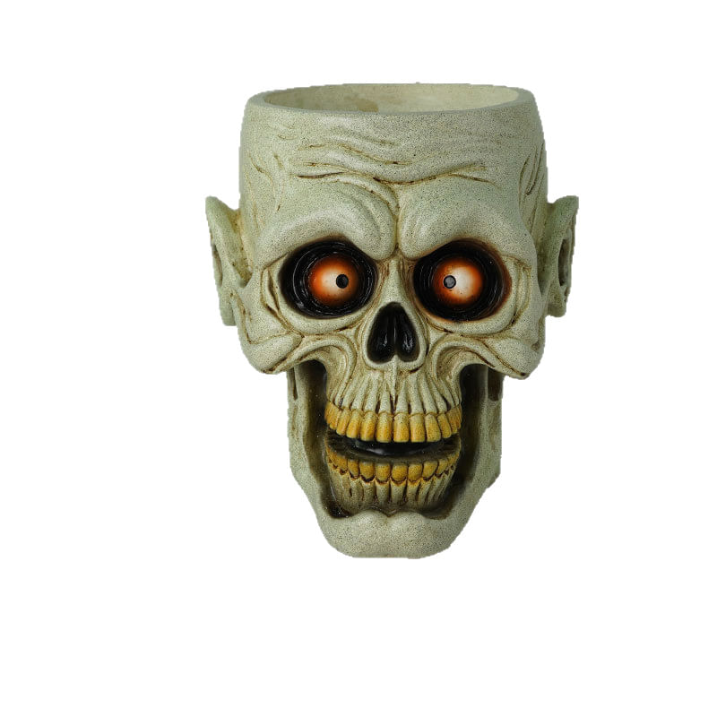 Vaso De Flores De Resina De Halloween Skull Head Horror 20x20x21cm