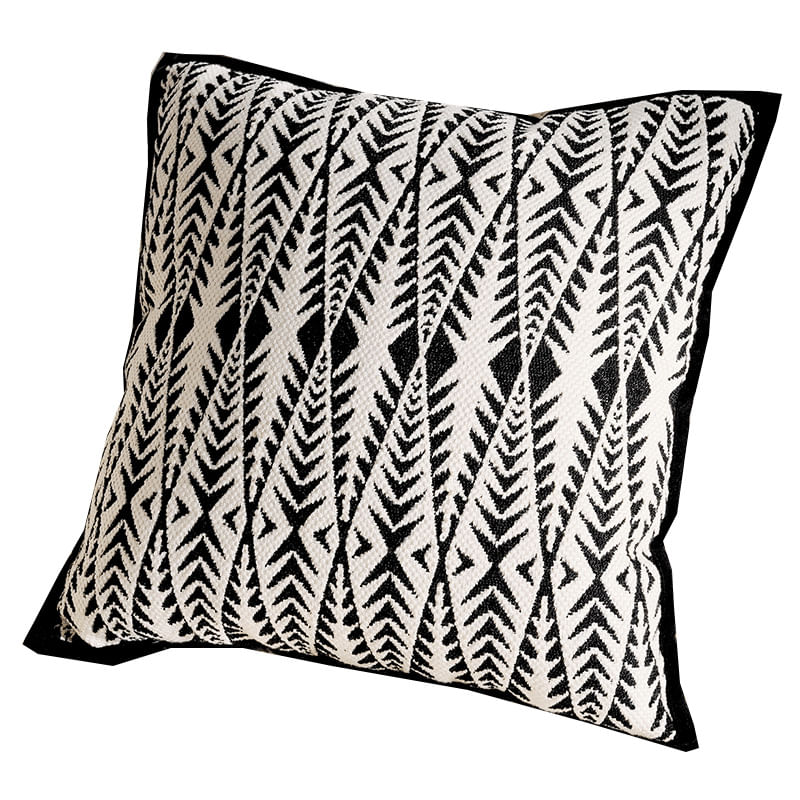 Capa De Travesseiro Preta E Branca Geométrica Francesa Minimalista