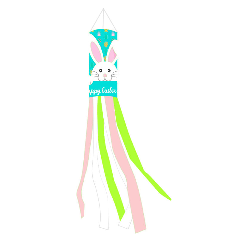 Bandeira De Windsock Coelhinho Da Páscoa 100x15cm Poliéster