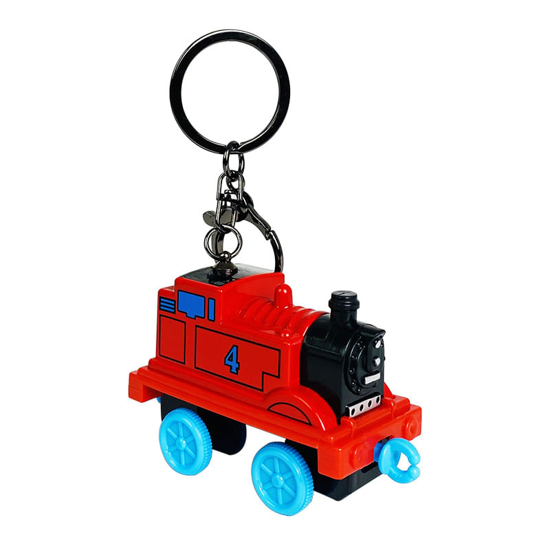 Chaveiro Cartoon Alloy Retro Toy Train Com Spring Action Blue