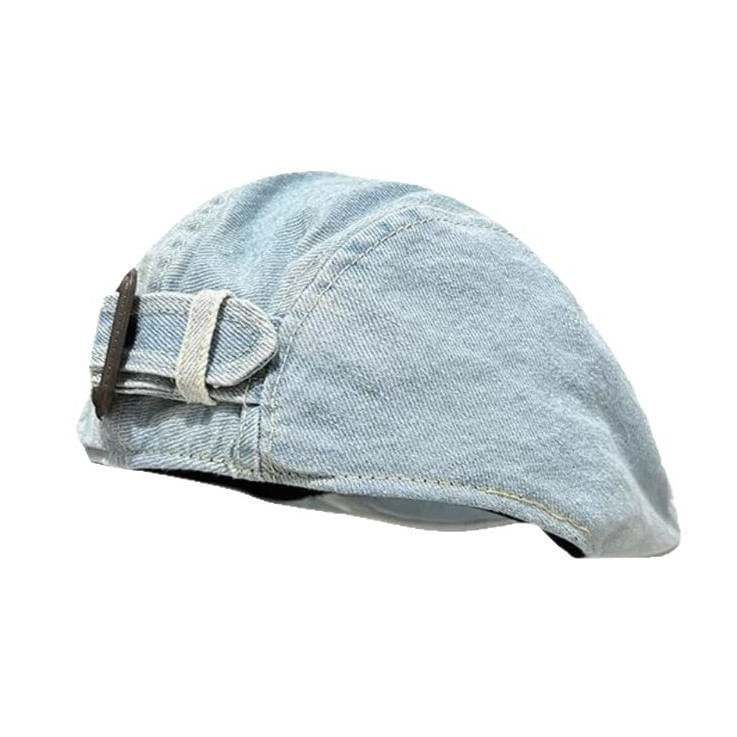 Jeans Lavado Vintage Com Tampa Plana Para Homens, Tamanho Ajustável