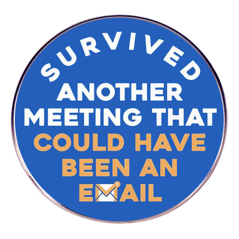 Brooch Pins Funny Meeting Round Blue Alloy Badge