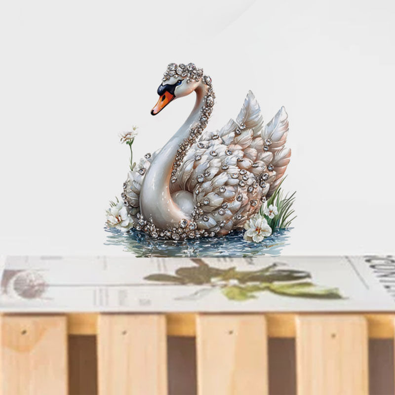 Adesivos De Parede Elegant Swan Diamond Design 3d Effect Pvc