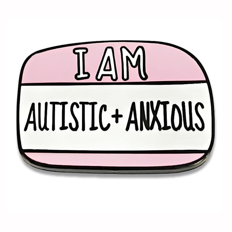 Broche Alloy Badge Em Forma De Retângulo Autista E Ansioso