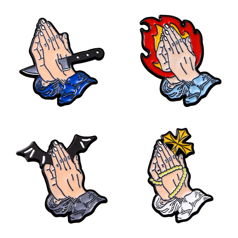 Conjunto De Alfinetes De Broche Creative Praying Hands, Blusa De Liga Gótica