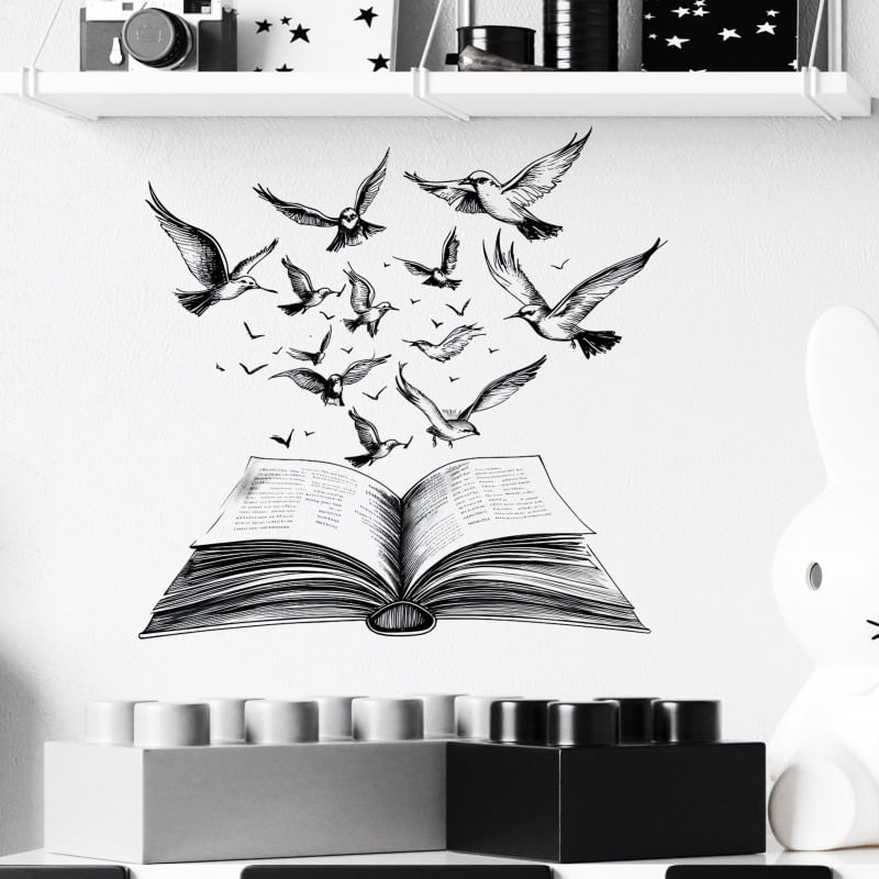 Adesivos De Parede Flying Birds From Book Pvc 39x40cm