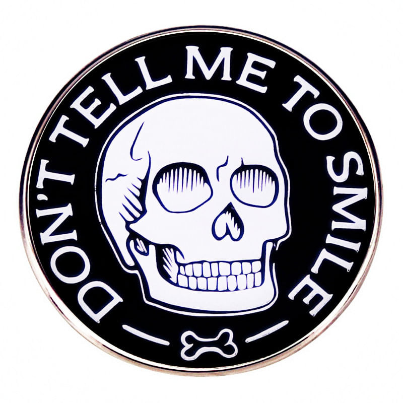 Alfinetes De Broche Don't Tell Me To Smile, Liga Redonda, Esmalte, Blou