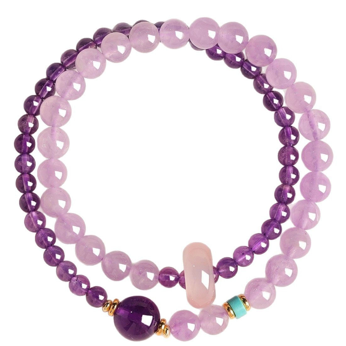 Pulseiras De Ametista De Dupla Camada Para Mulheres De Cristal Natural