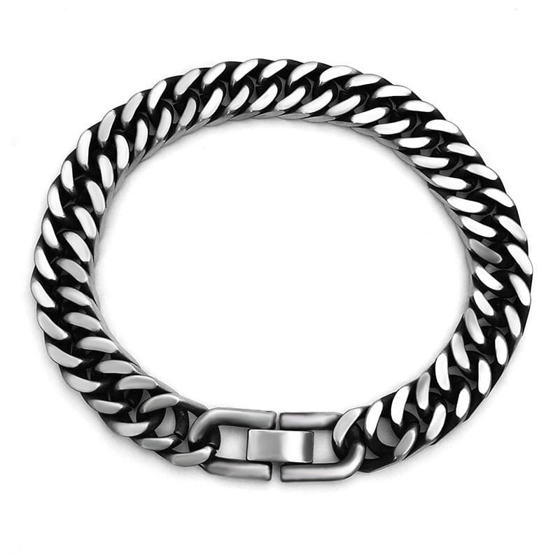 Pulseira De Aço Inoxidável Vintage Cuban Curb Chain Para Homens
