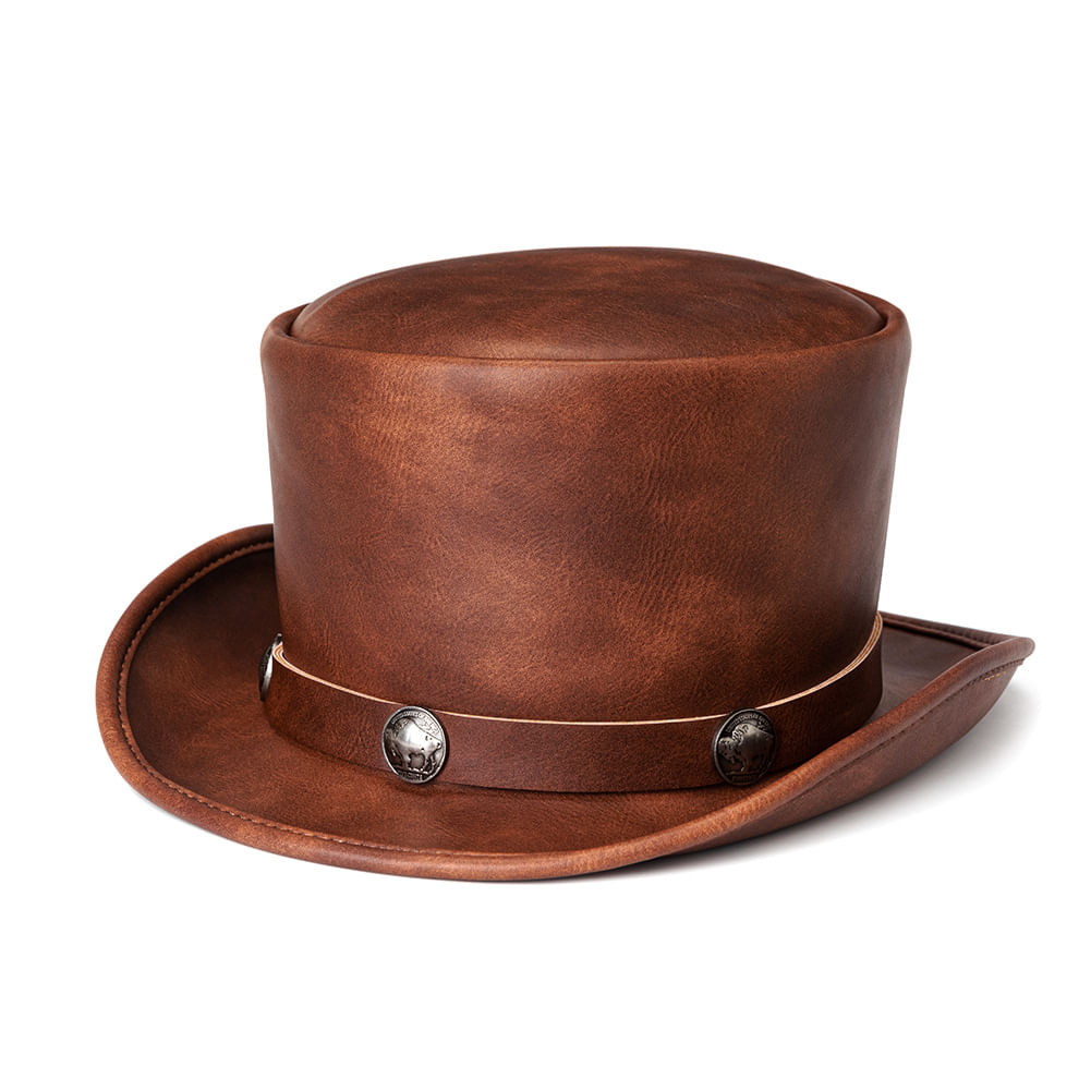 Top Hat Industrial Estilo Retro Em Couro Pu Marrom Cosplay