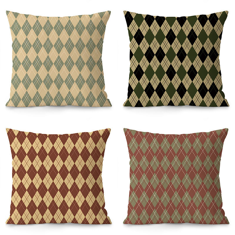 Conjunto De Fronhas Nordic Ins-style Argyle Pattern X4 35x35cm