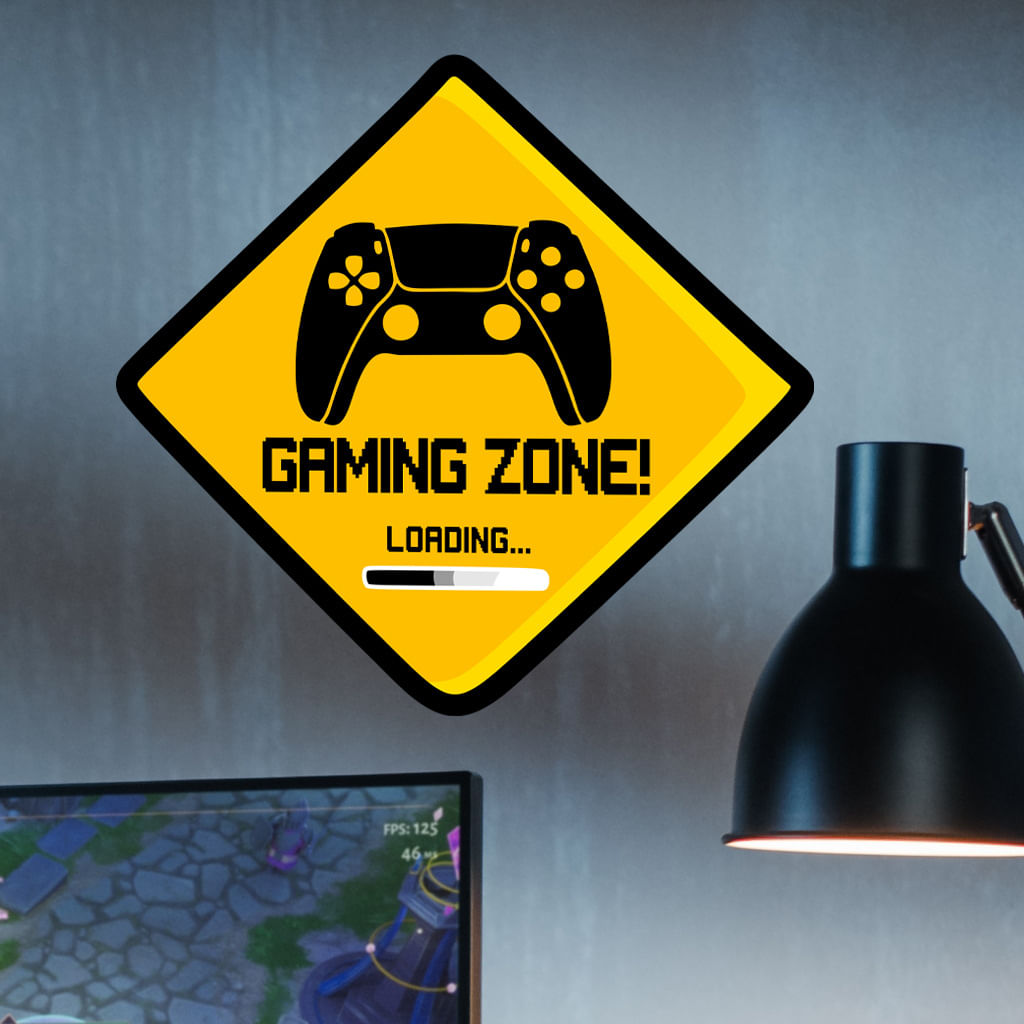 Adesivos De Parede Gaming Zone Cartoon Controller Pvc 29,5 X 29,5 Cm