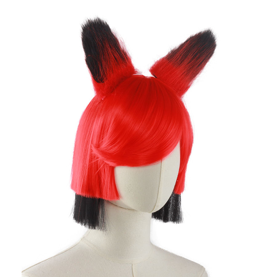 Peruca De Cosplay Red Fox Ears Short Bob Style High Temp Wire