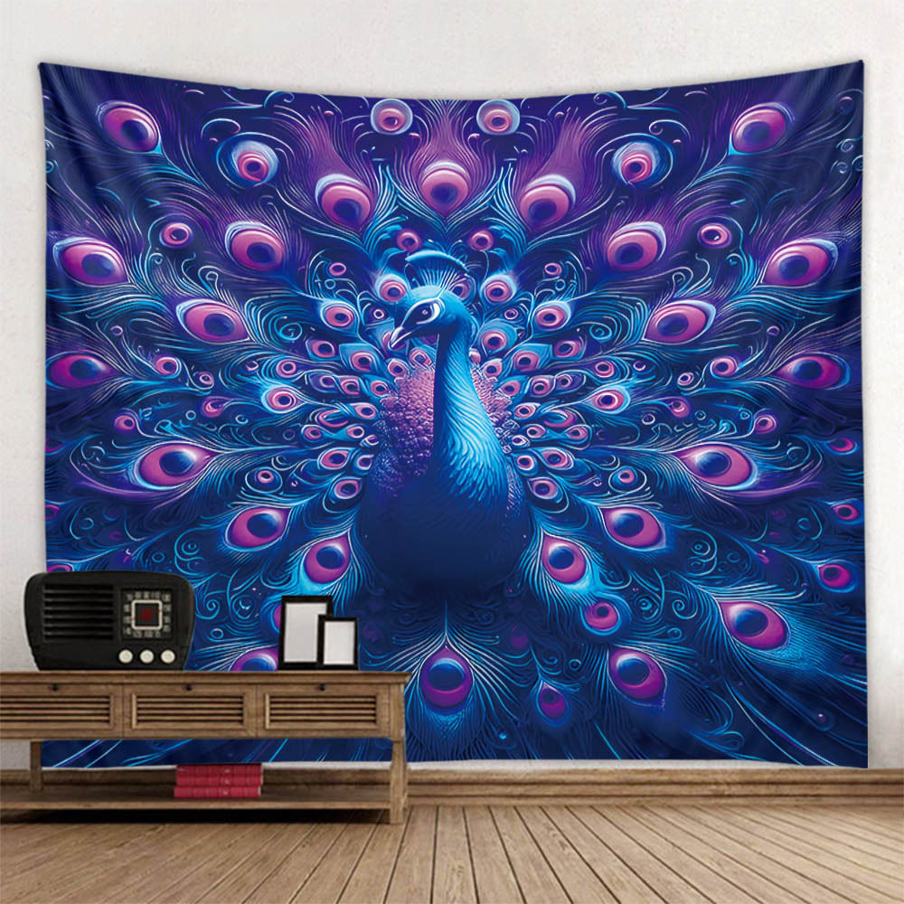Tapeçaria Pendurada Na Parede Peacock Mandala Vibrant 150cm X 130cm
