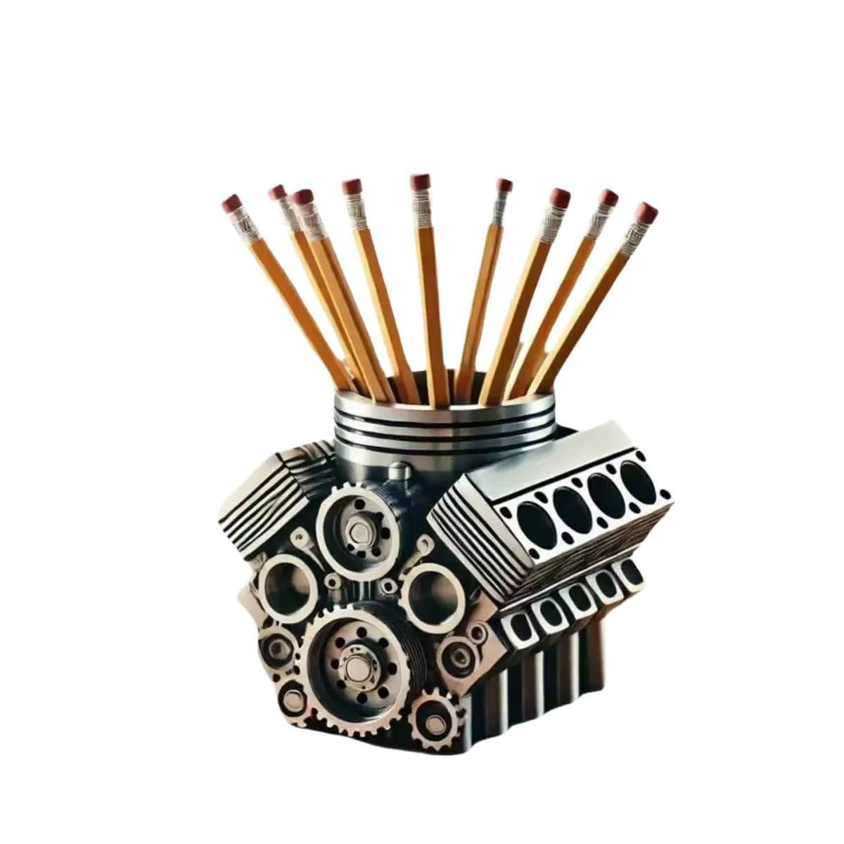 Porta-canetas Creative V8 Engine Mechanical Gear Design