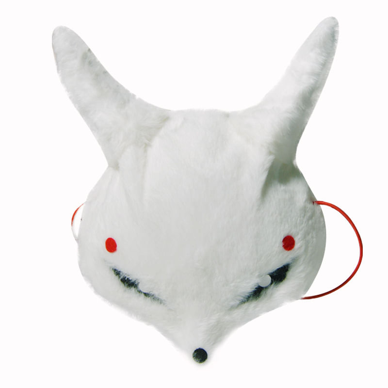 Máscara De Pelúcia De Raposa Branca Com Orelhas Para Cosplay, Halloween E Festa