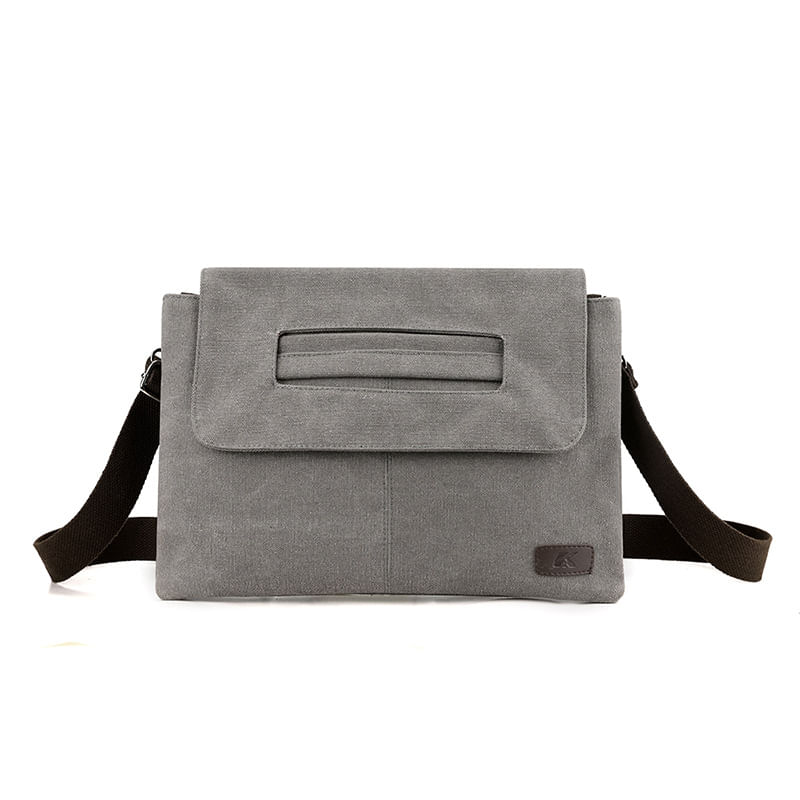 Bolsa Messenger Em Tela De Estilo Coreano Para Homens 35x2x26cm Cinza