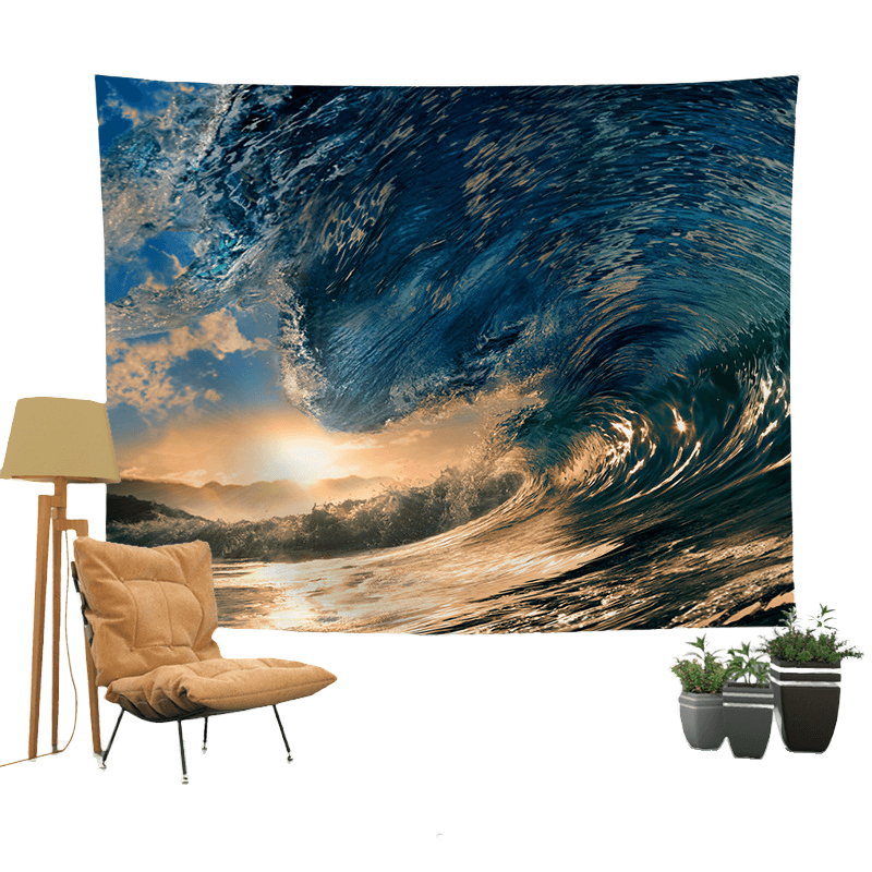 Tapeçaria Para Pendurar Na Parede Ocean Wave Sunset Seascape 130x150cm