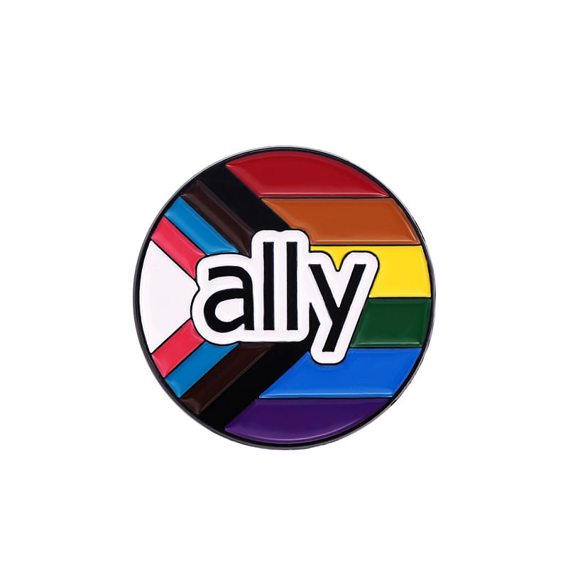 Broche Rainbow Ally, Liga Redonda, Esmalte De 3,2 Cm