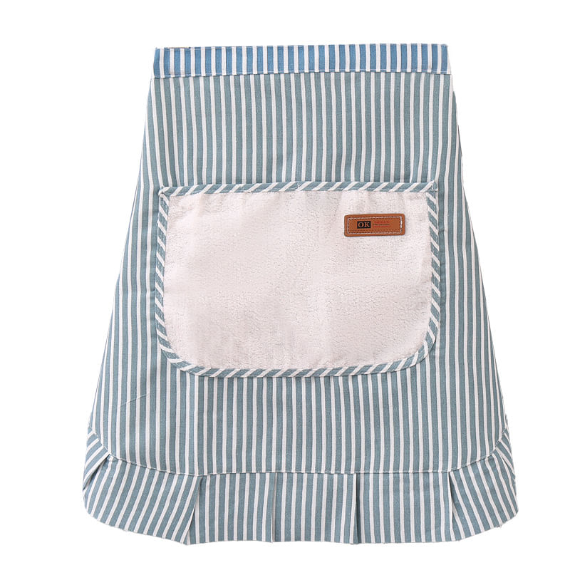 Meio Avental Listrado De Algodão Com Bolso Que Pode Ser Limpo Para Mulheres