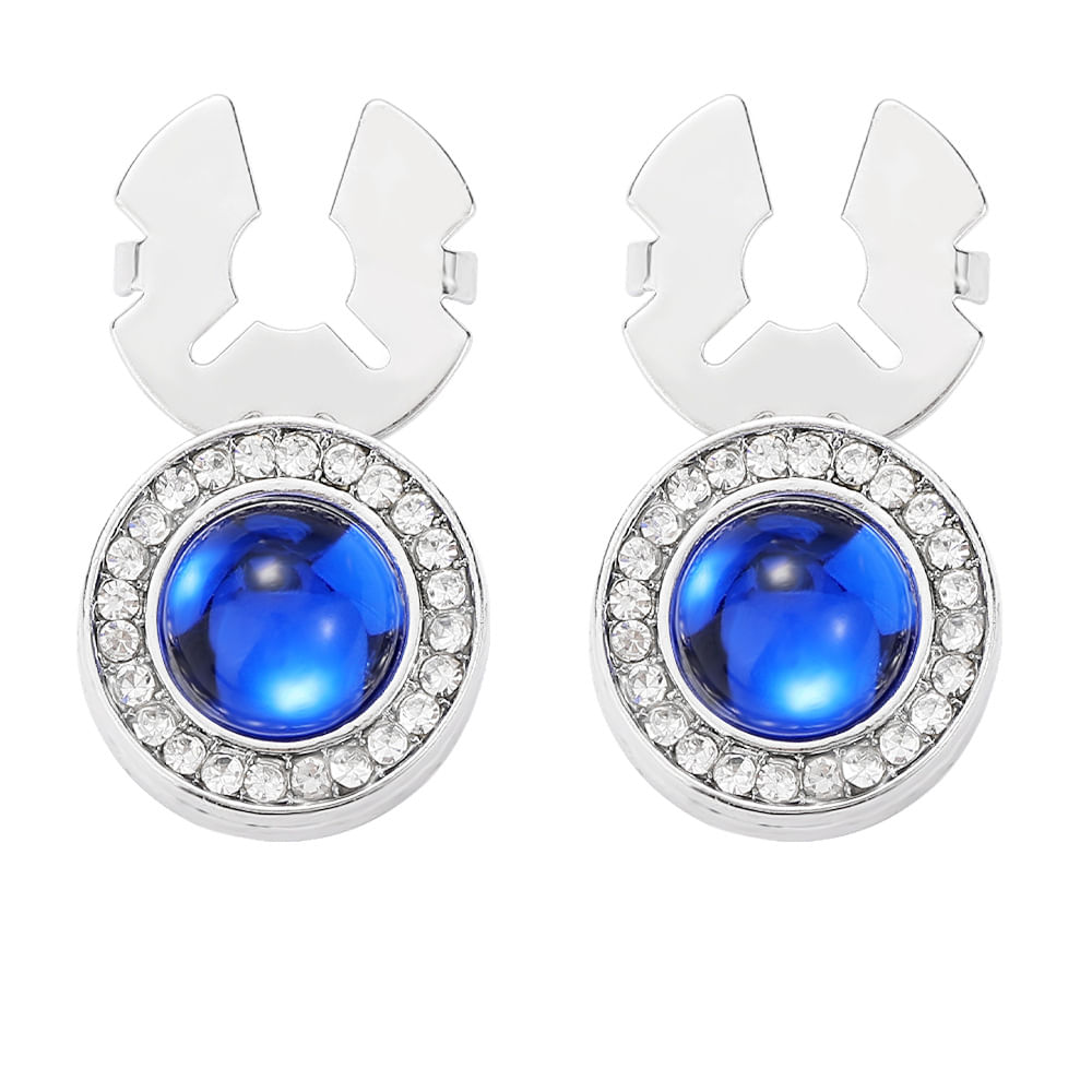 Cufflinks, Strass Para Mulheres, Azul Elegante E Cristal Transparente