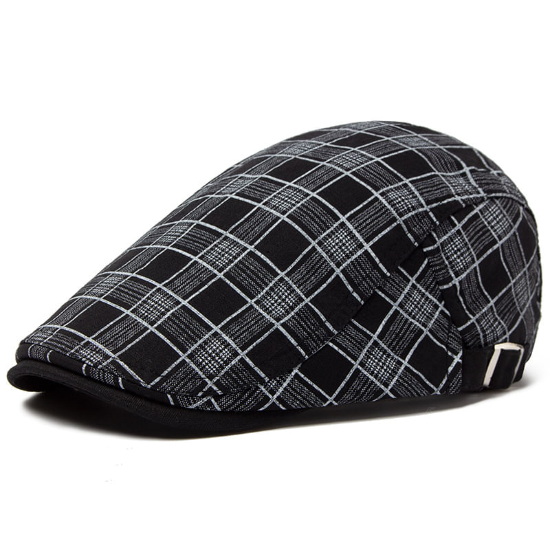 Cap Flat Gatsby New Black And White Plaid Para Homens