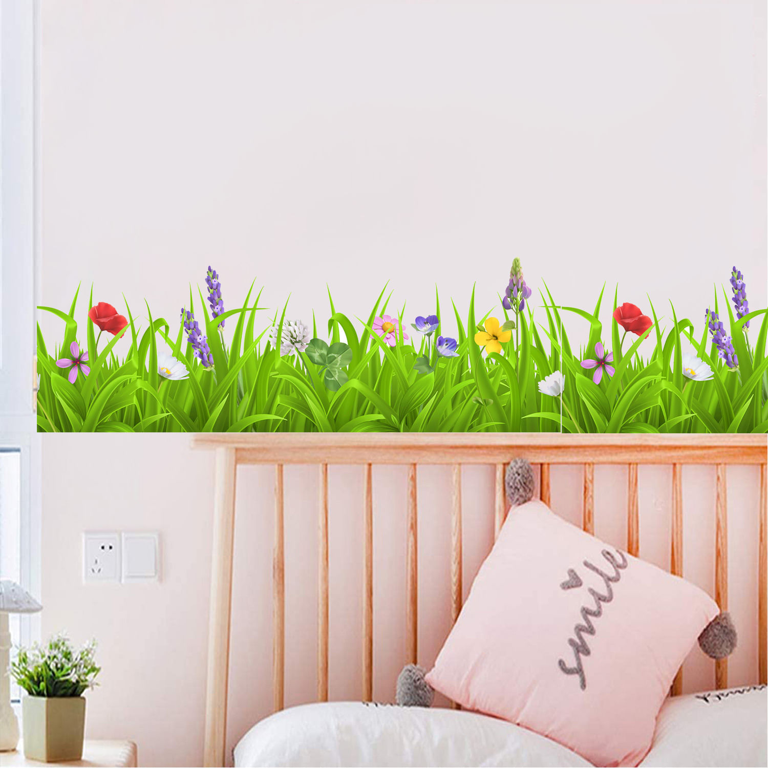 Adesivos De Parede Flower Grass Decalques Autoadesivos De Pvc 29x82cm