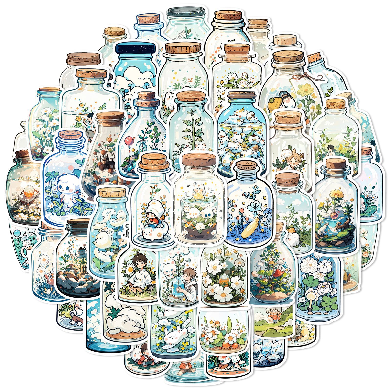 Pacote De Adesivos De Estilo Japonês Bottle World 50 Unidades À Prova D'água