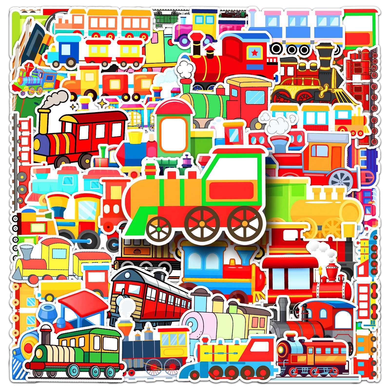 Adesivos Cartoon Train, 50 Unidades Para Crianças, Vinil Impermeável